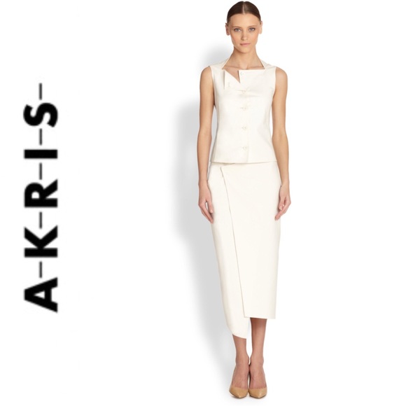 NWT AKRIS Double-Face Stretch Wrap Skirt - Picture 2 of 8